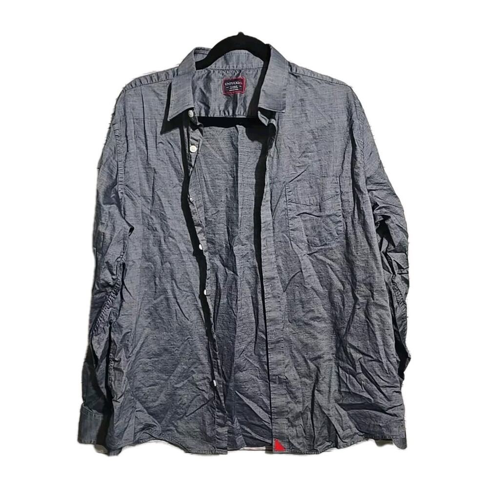 UNTUCKit Gray Pocket Work Casual Long Sleeve‎ Button Down Shirt Men's Size XL